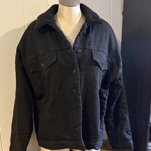 Women's Hoodlamb Black Sherpa-Lined Denim Jacket NWT Size XL